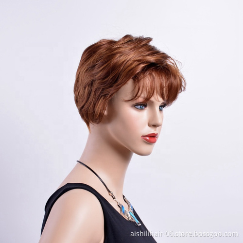 The best-selling synthesis nut-brown  short  synthesis  straight  hair wig for European and American women